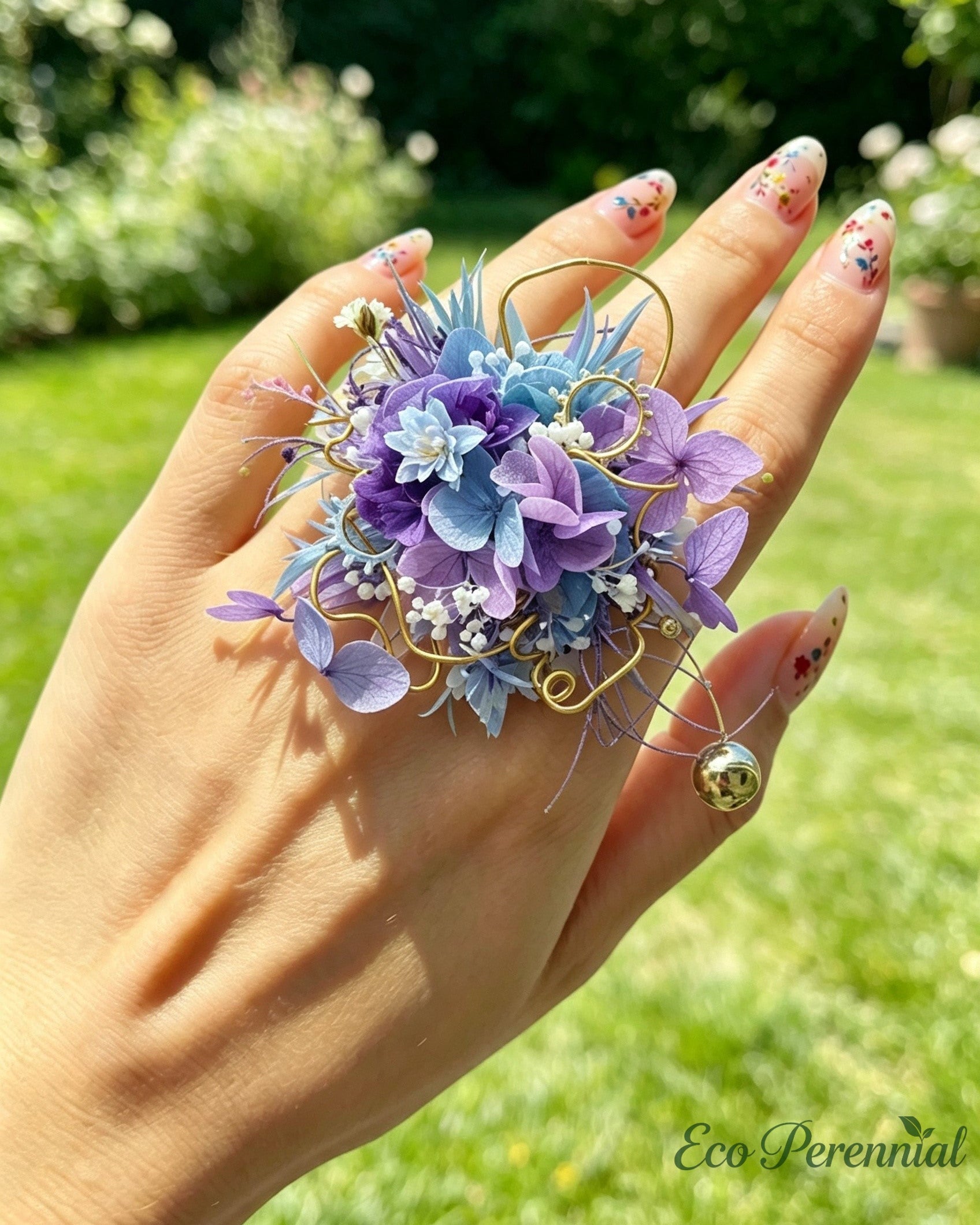 Purple Preserved Flower Ring & Brooch | Handcrafted Floral Jewelry – Eco Perennial