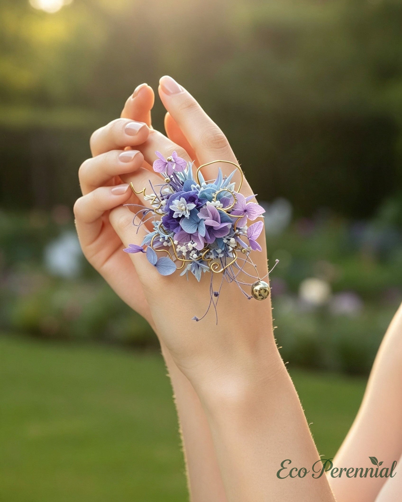 Purple Preserved Flower Ring & Brooch | Handcrafted Floral Jewelry – Eco Perennial