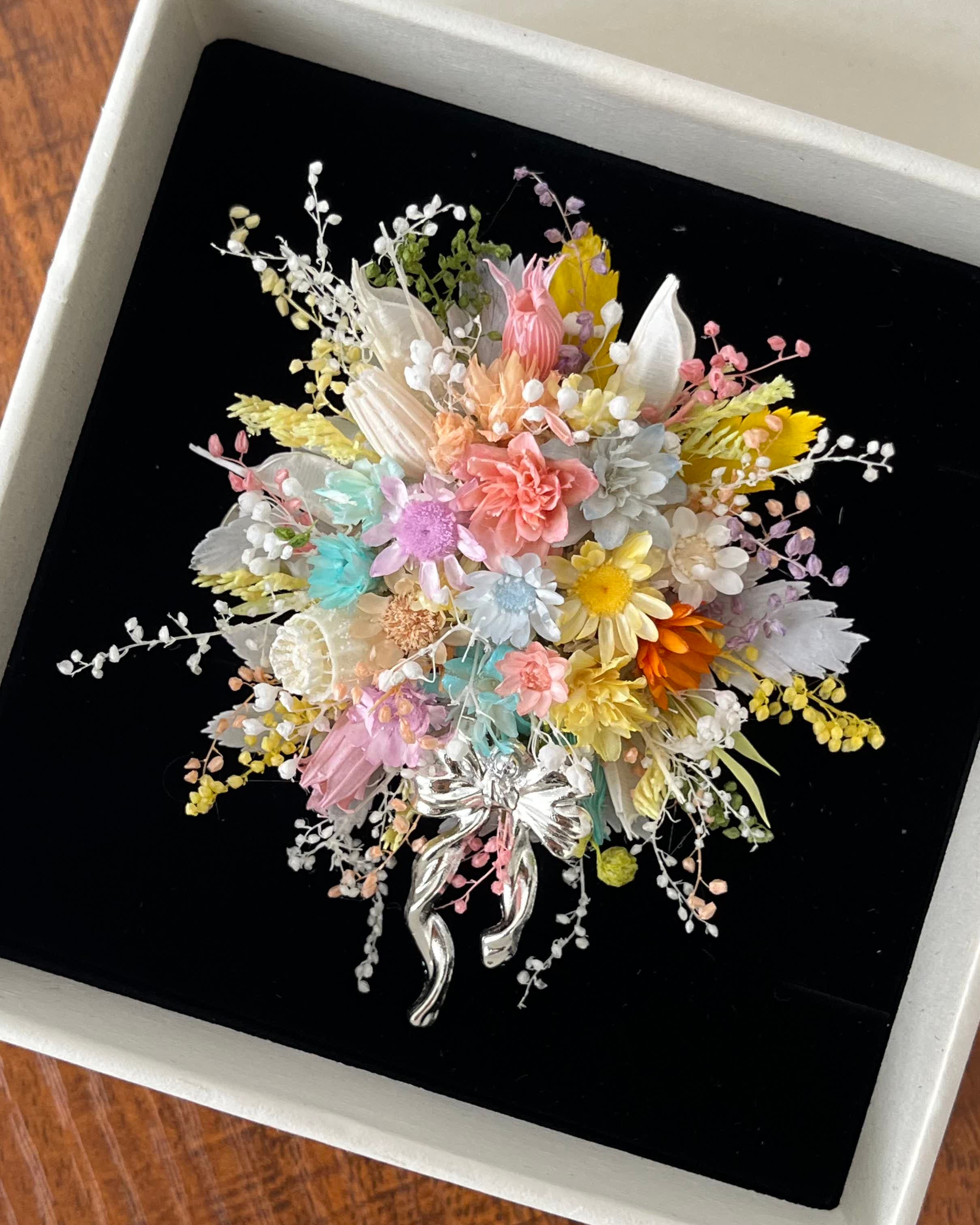 Handcrafted Preserved Flower Ring & Brooch | Rainbow Bloom Bouquet - Eco Perennial | Jewelry | Eco Perennial