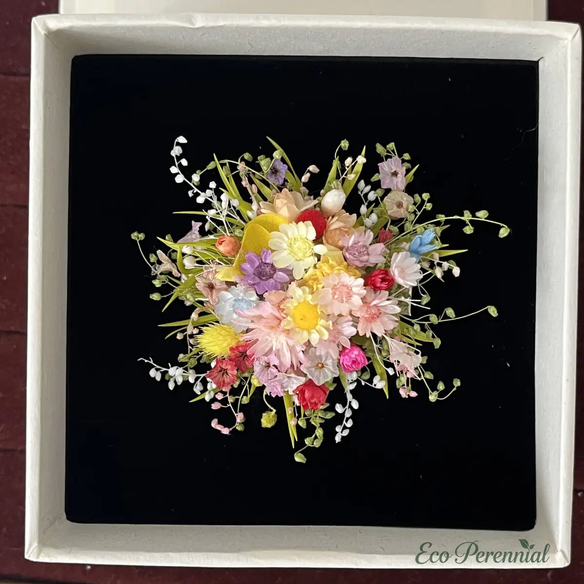 Preserved Flower Ring – Miniature Wildflower Bouquet | Handcrafted Floral Jewelry - Pink/White/Green - Jewelry