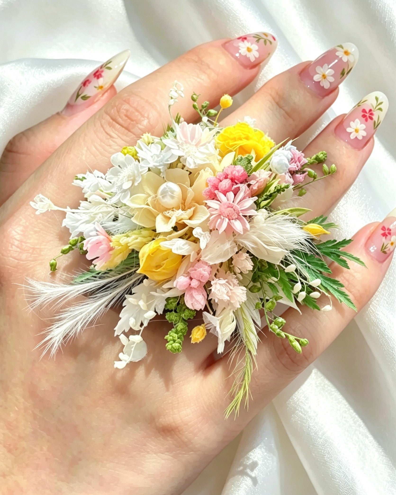 Handcrafted Preserved Flower Ring | "Secret Garden" Sunshine Series - Eco Perennial | Realistic Faux Silk Flowers for Home Decor - Eco Perennial