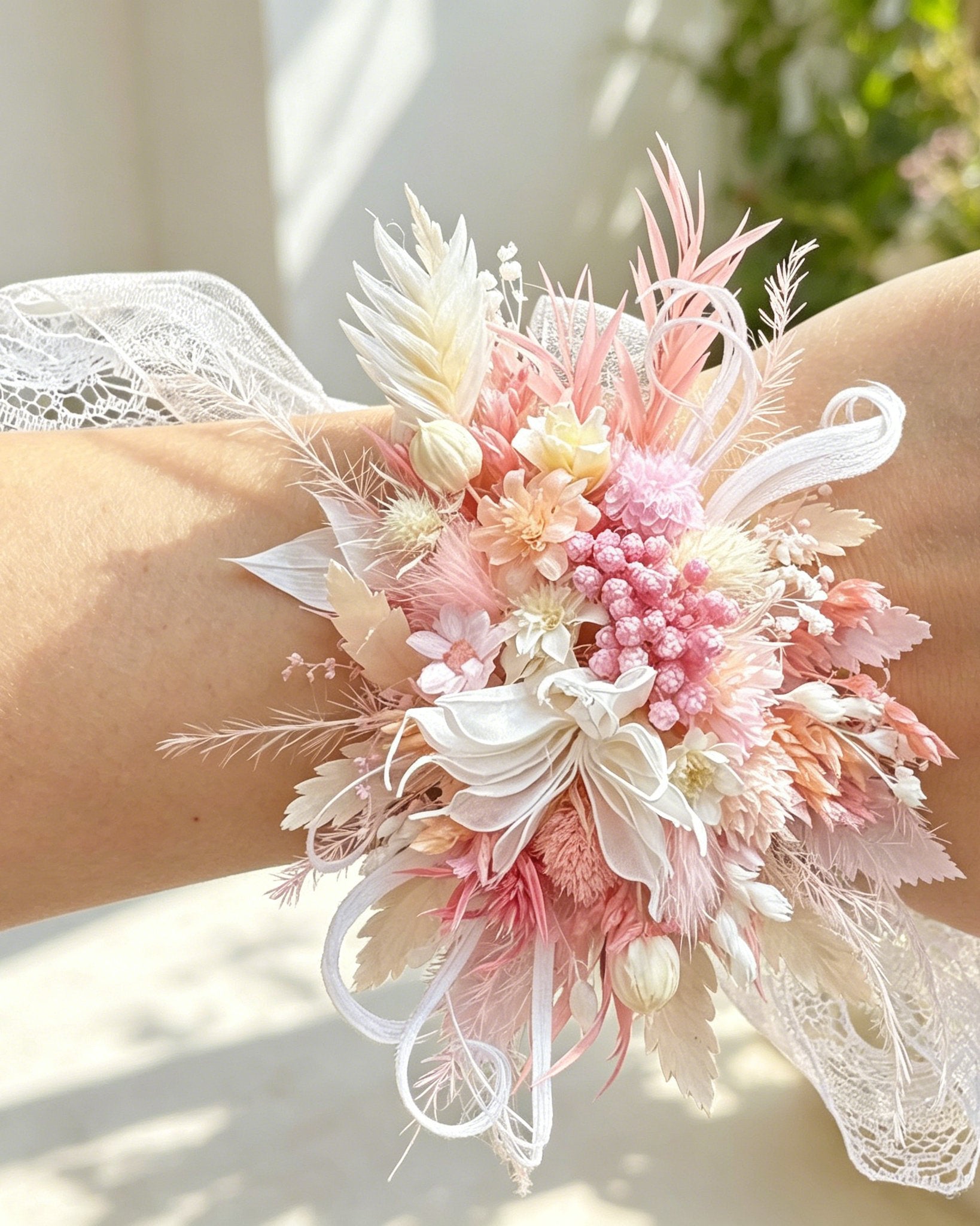 Preserved Flower Wrist Corsage | Handcrafted Bridal Floral Jewelry – Eco Perennial