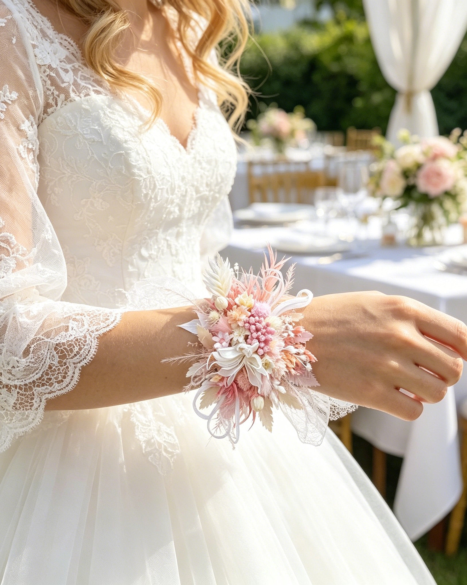 Preserved Flower Wrist Corsage | Handcrafted Bridal Floral Jewelry – Eco Perennial