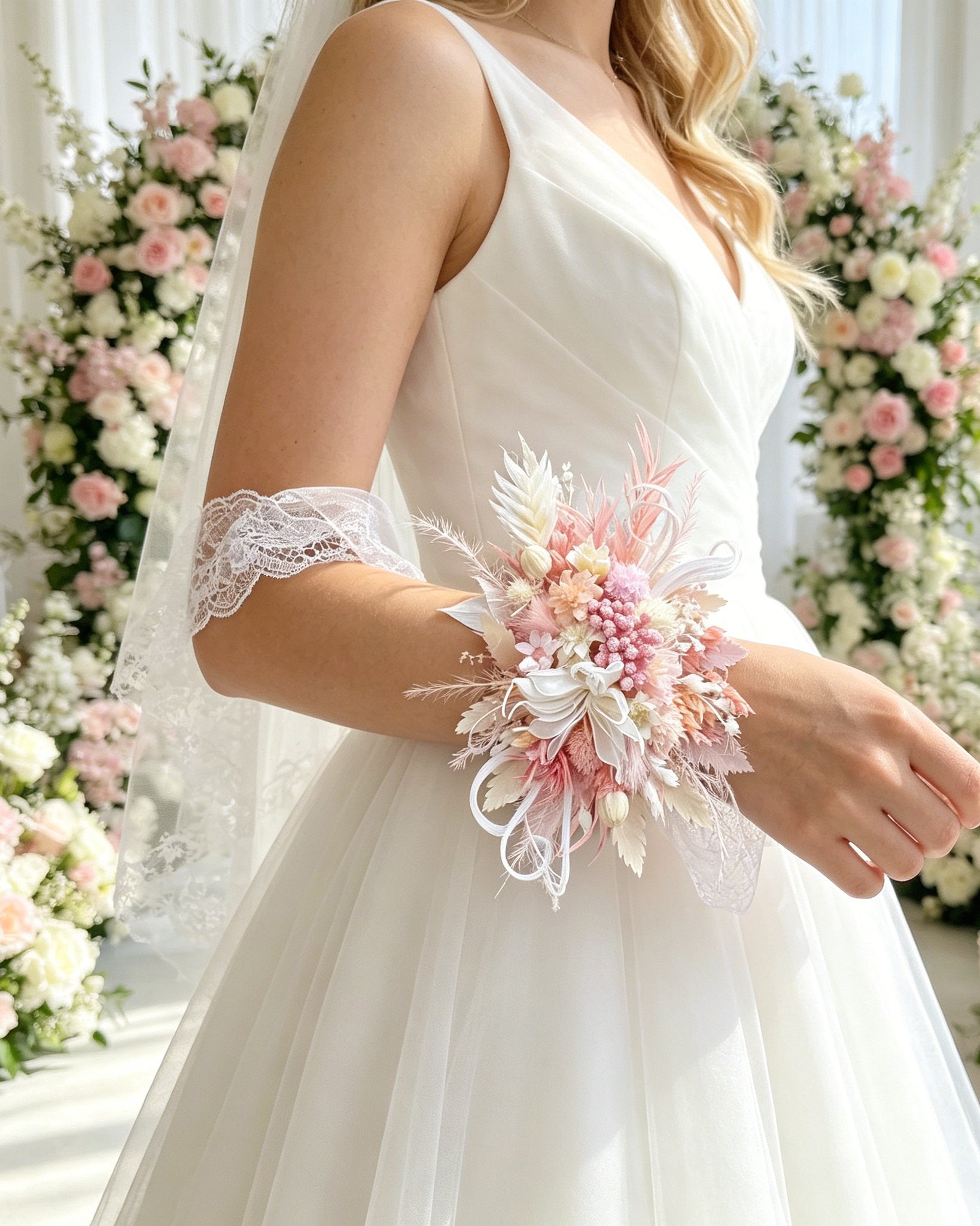 Preserved Flower Wrist Corsage | Handcrafted Bridal Floral Jewelry – Eco Perennial