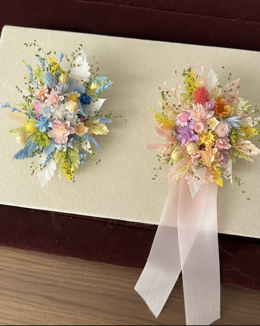 Handcrafted Preserved Flower Wrist Corsage | Wildflower Meadow - Eco Perennial | Corsage | Eco Perennial