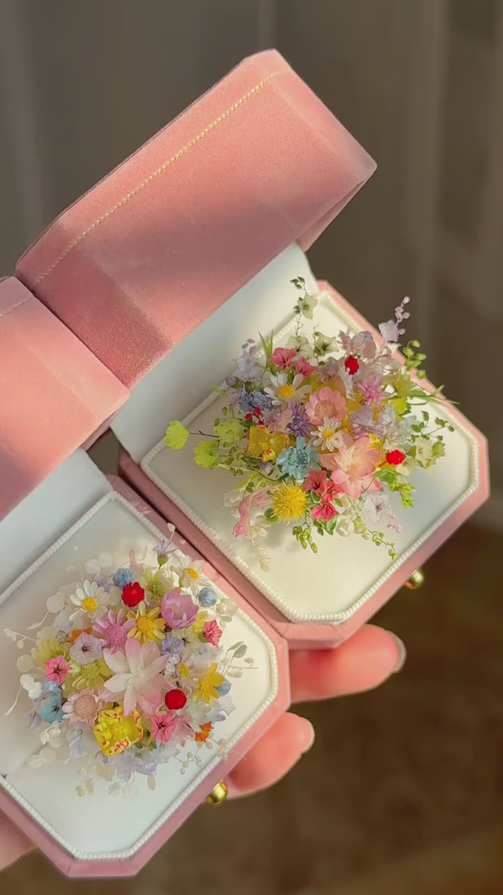 Miniature Wildflower Bouquet Ring – Handcrafted Floral Statement Jewelry