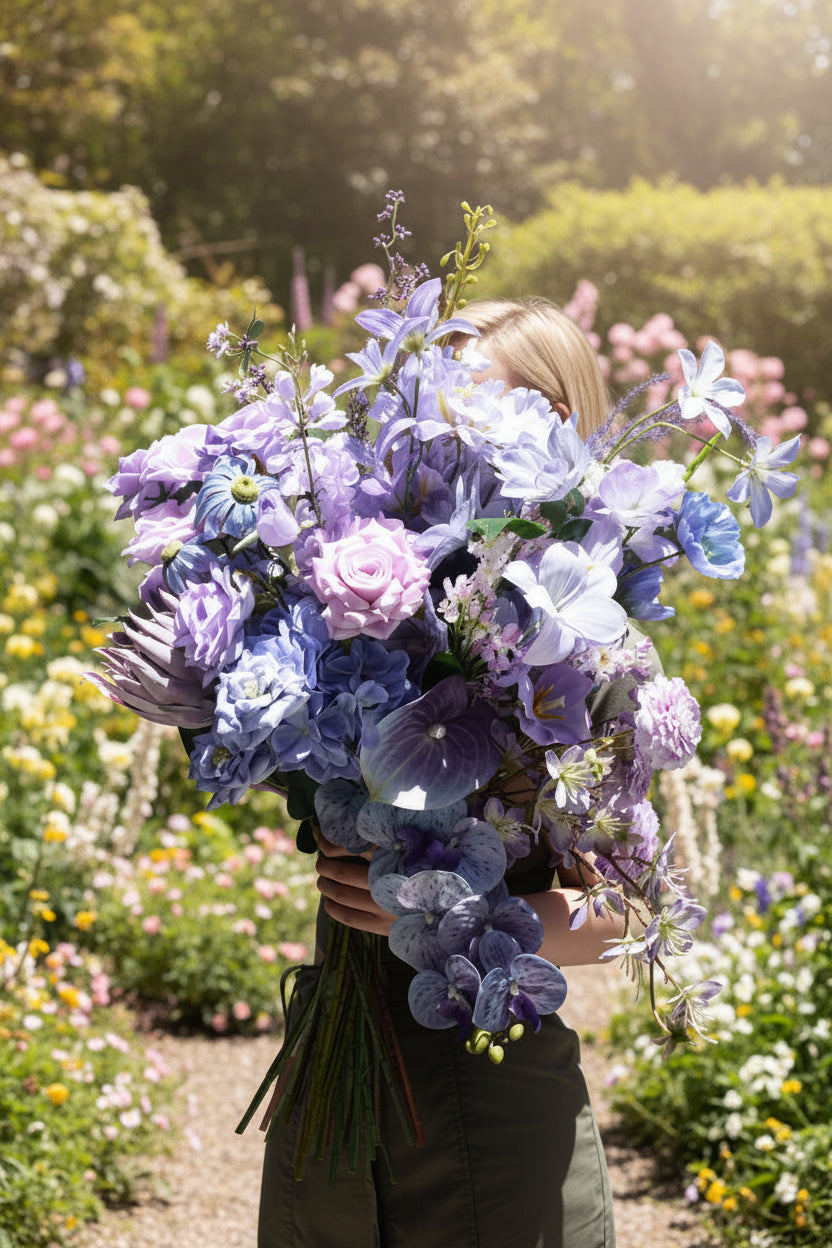Violet Dream Faux Flower Bouquet | Purple, Lavender & Dusty Rose | Eco Perennial