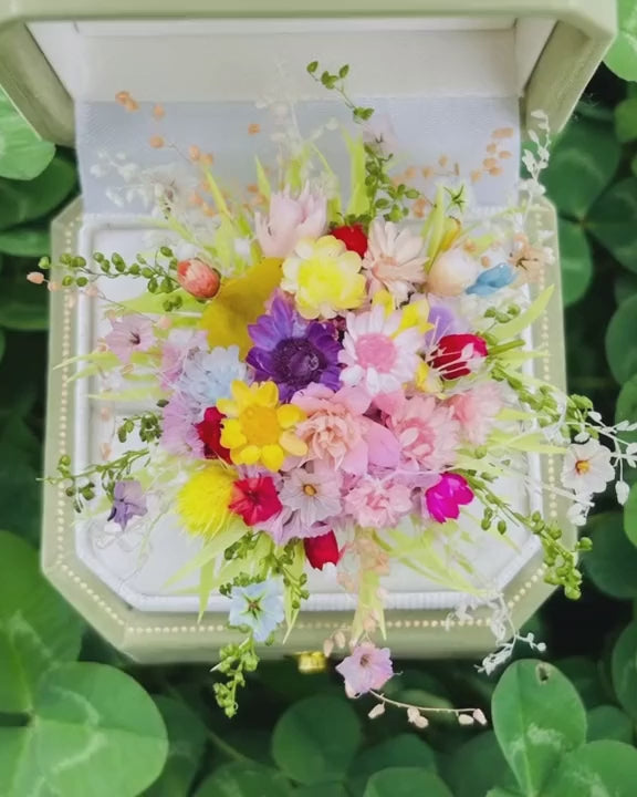 Handcrafted Preserved Flower Ring | Colorful Wildflower Bouquet - Eco Perennial