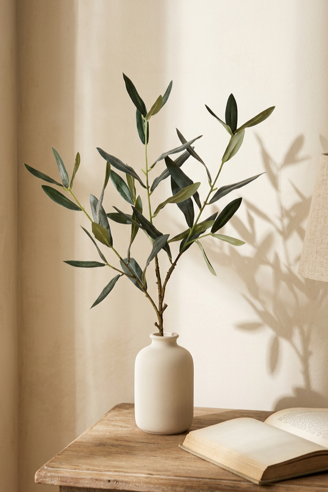 Flocked Faux Olive Branches Without Fruit | 18.5", 38" & 40"