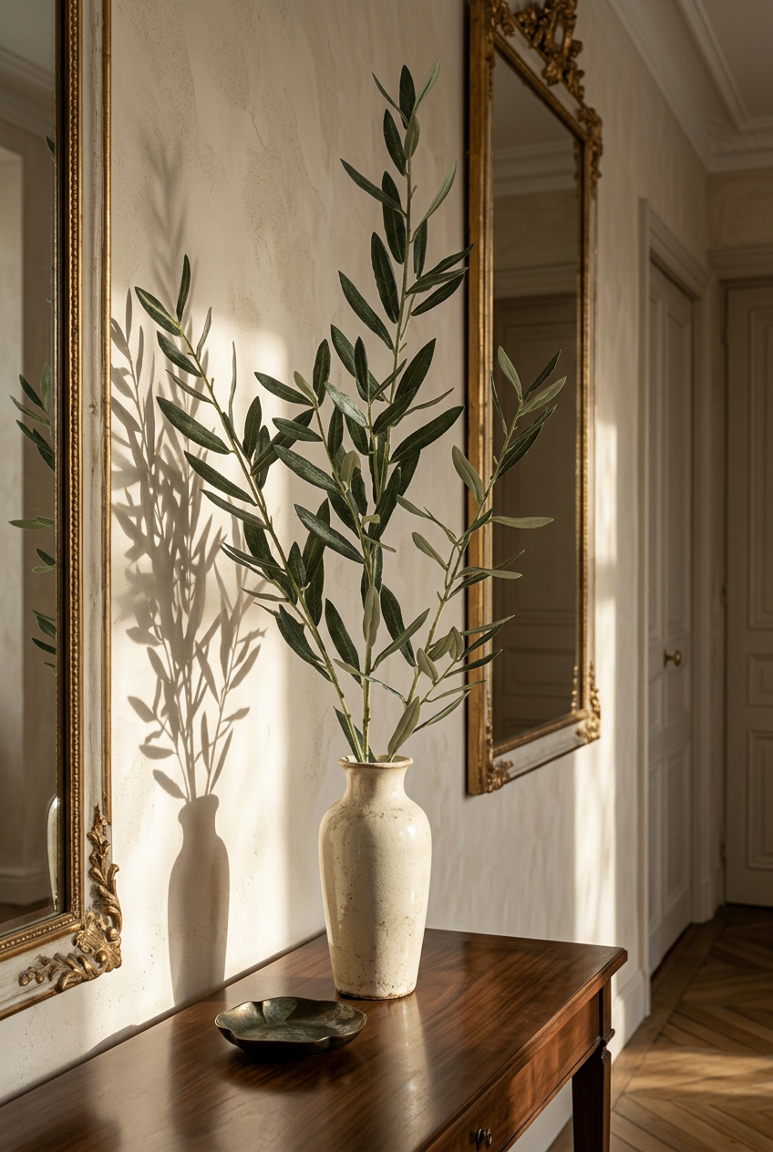 Flocked Faux Olive Branches Without Fruit | 18.5", 38" & 40"