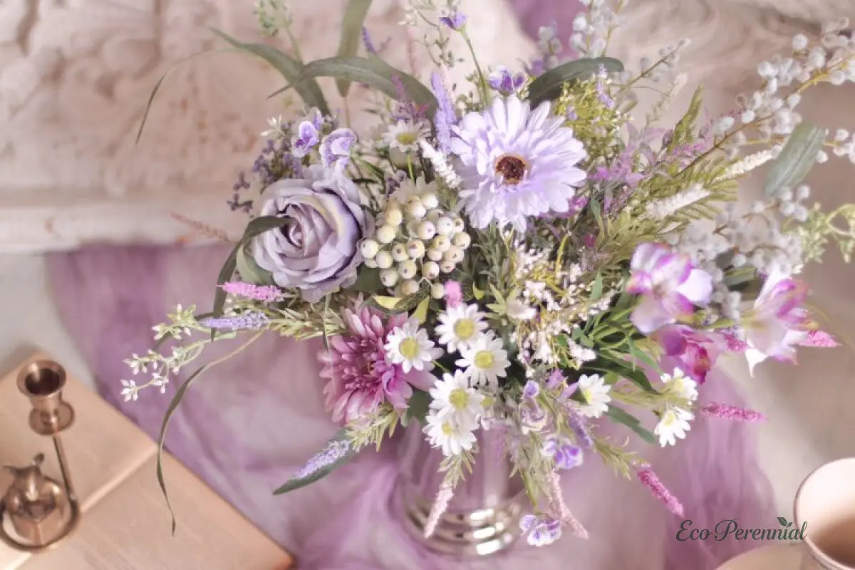"Provence Wild" | French Country Meadow Silk Bouquet | Realistic Faux Silk Flowers for Home Decor - Eco Perennial