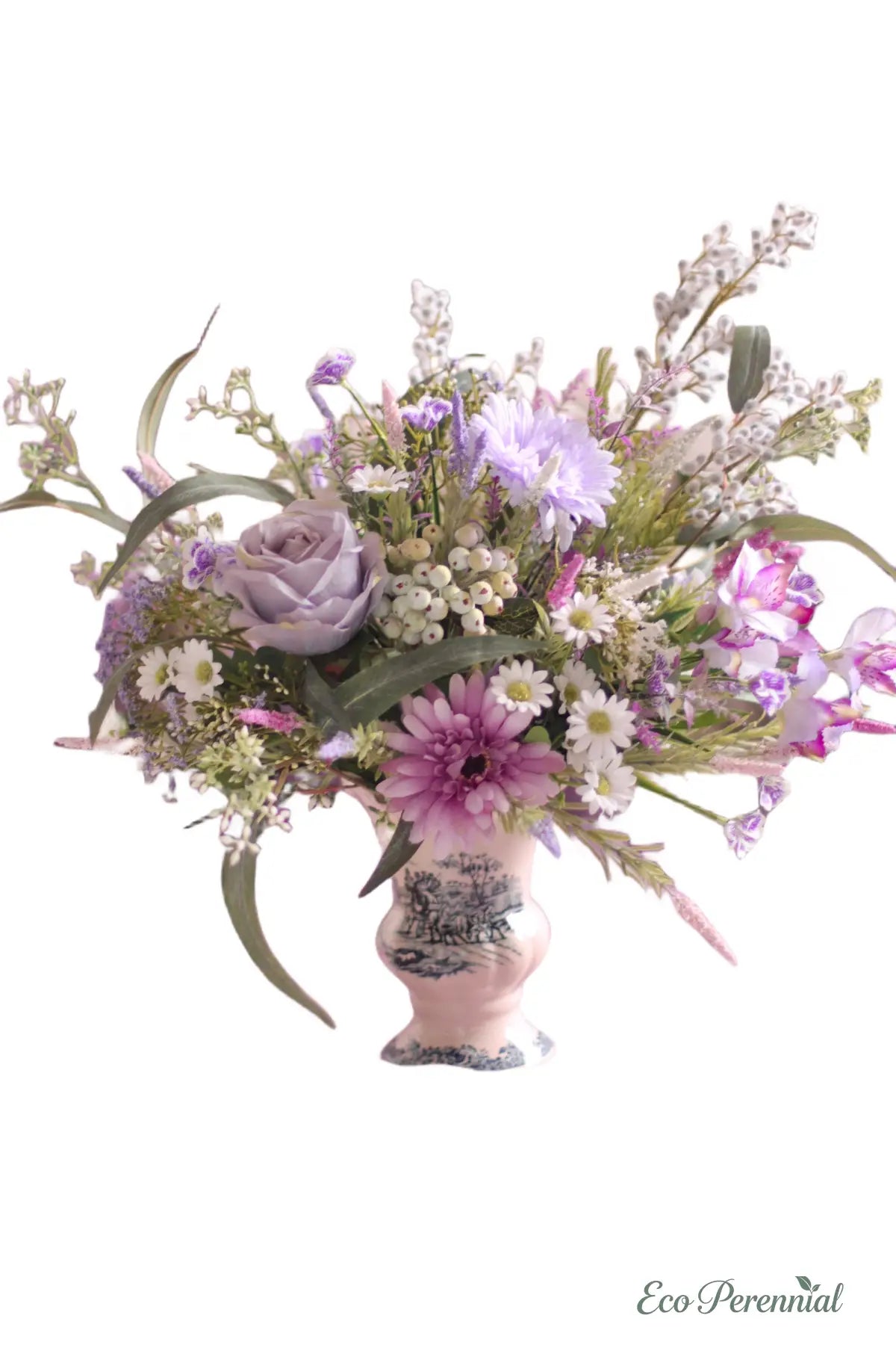 "Provence Wild" | French Country Meadow Silk Bouquet | Realistic Faux Silk Flowers for Home Decor - Eco Perennial