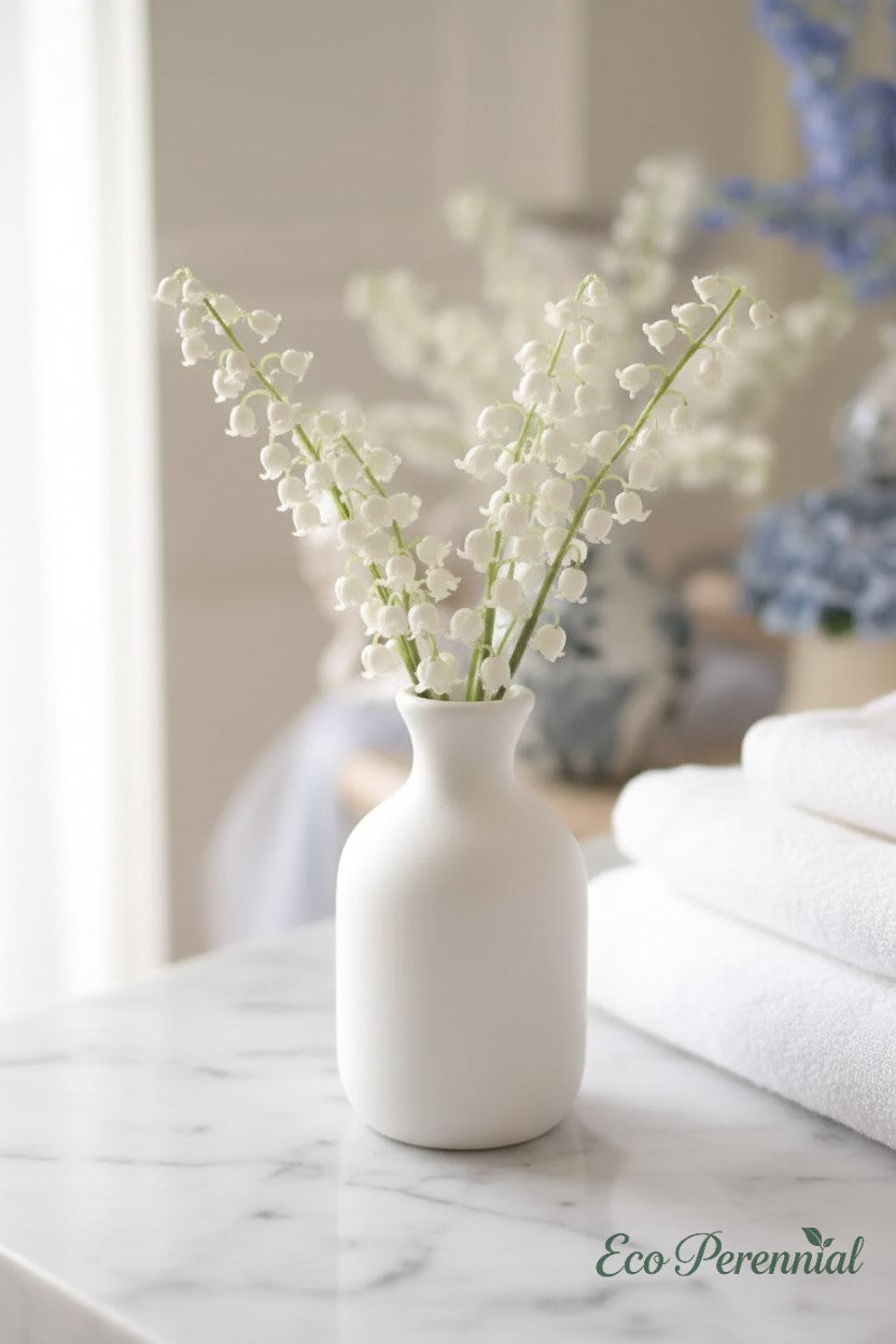 "Pure Luck" | Real Touch Lily of the Valley Stem | Artificial Floral Arrangement | Eco Perennial