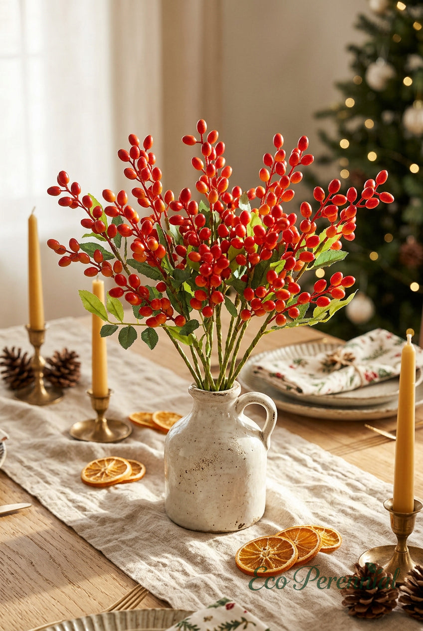 14.2" Petite Faux Berry Stems | 6 Colors | Artificial Greenery | Eco Perennial