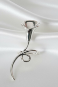 "Linear Muse" Elongated Calla Lily Ring | Bespoke Solid S925 Sterling Silver One Size (Adjustable) Silver | Ring | Eco Perennial