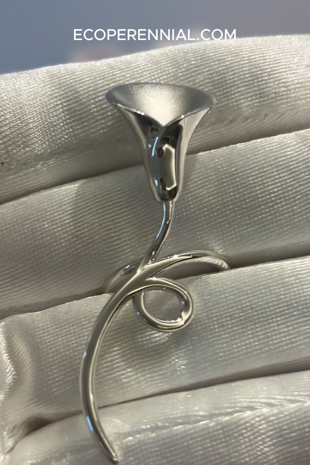 "Linear Muse" Elongated Calla Lily Ring | Bespoke Solid S925 Sterling Silver | Ring | Eco Perennial