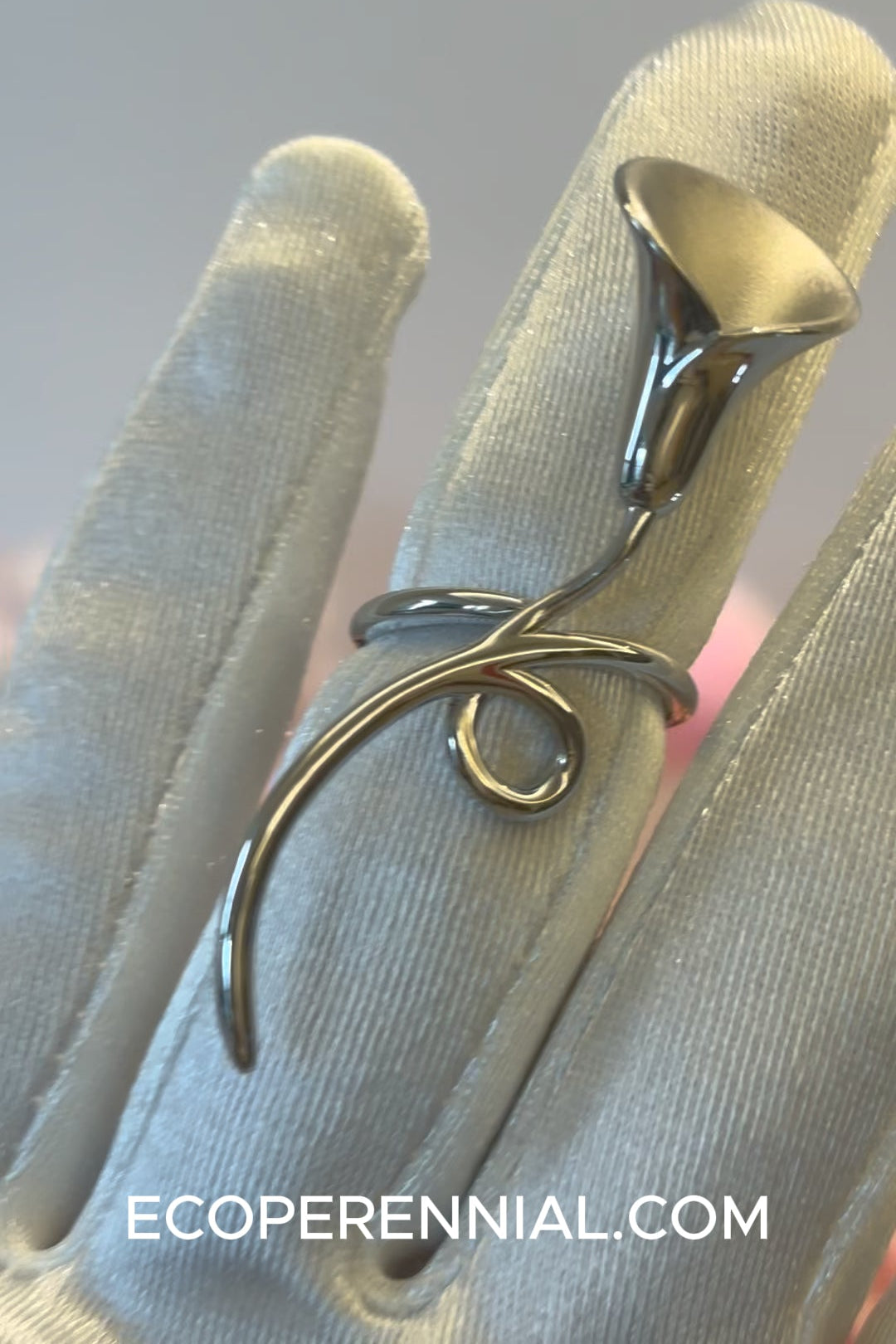 "Linear Muse" Elongated Calla Lily Ring | Bespoke Solid S925 Sterling Silver | Ring | Eco Perennial