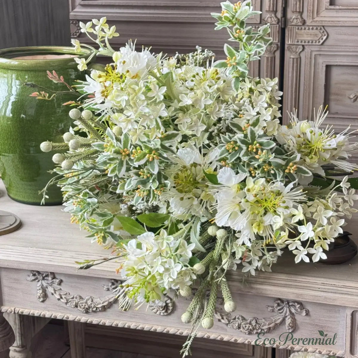 "Secret Garden" Artisan Mixed Bouquet | Hand-Tied Silk Arrangement | Realistic Faux Silk Flowers for Home Decor - Eco Perennial