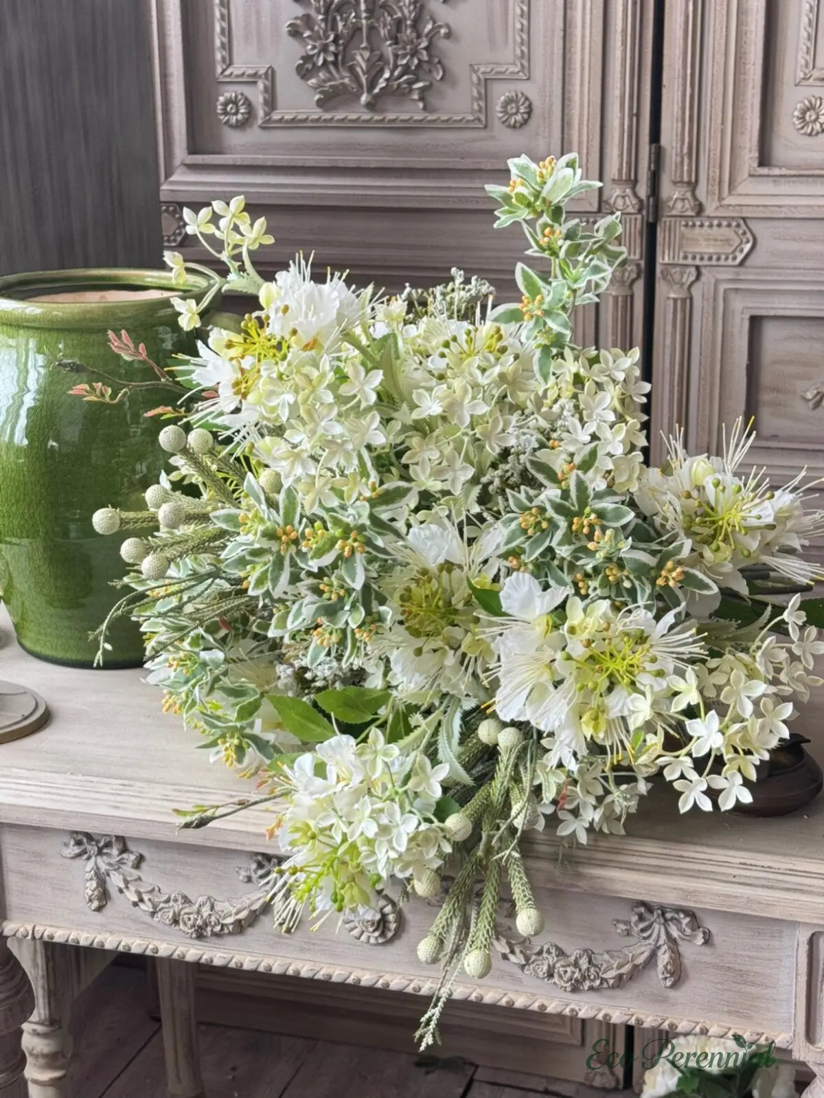 "Secret Garden" Artisan Mixed Bouquet | Hand-Tied Silk Arrangement | Realistic Faux Silk Flowers for Home Decor - Eco Perennial