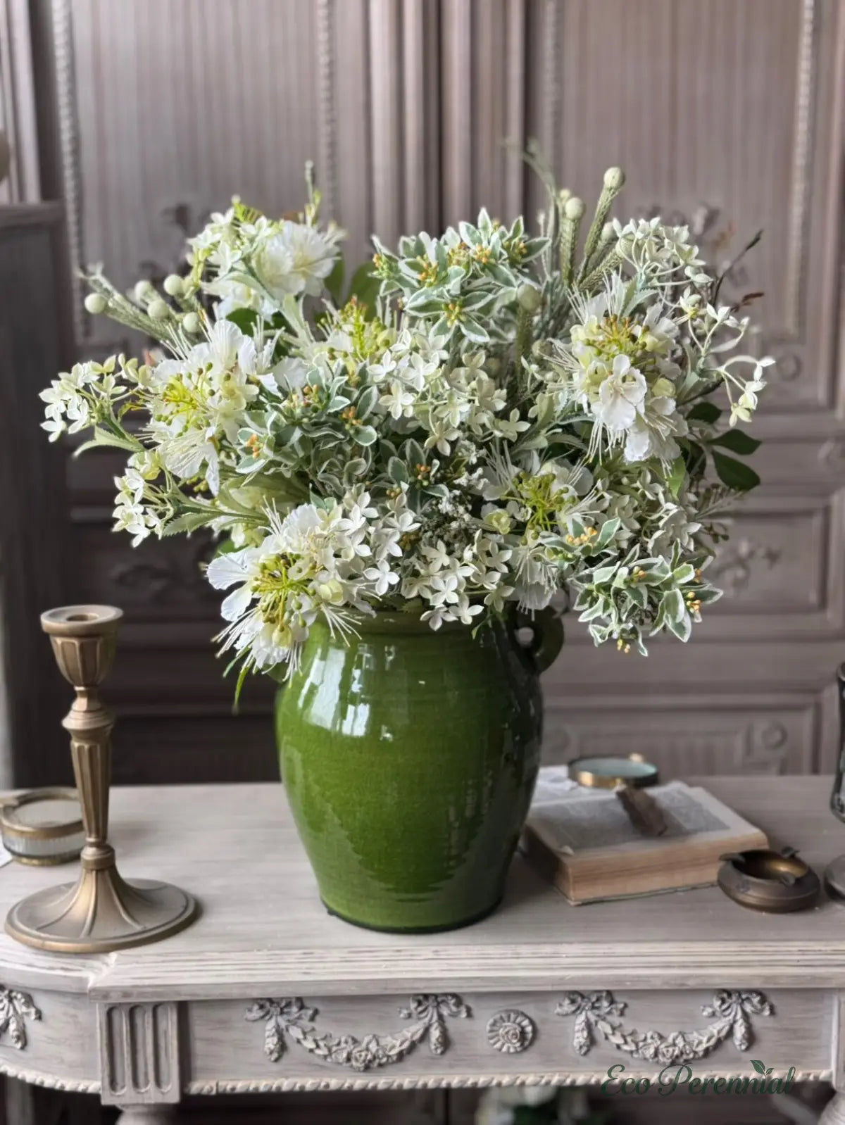 "Secret Garden" Artisan Mixed Bouquet | Hand-Tied Silk Arrangement | Realistic Faux Silk Flowers for Home Decor - Eco Perennial