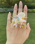 Blue Meadow Flower Ring | Handcrafted Real Floral Statement Ring | Eco Perennial