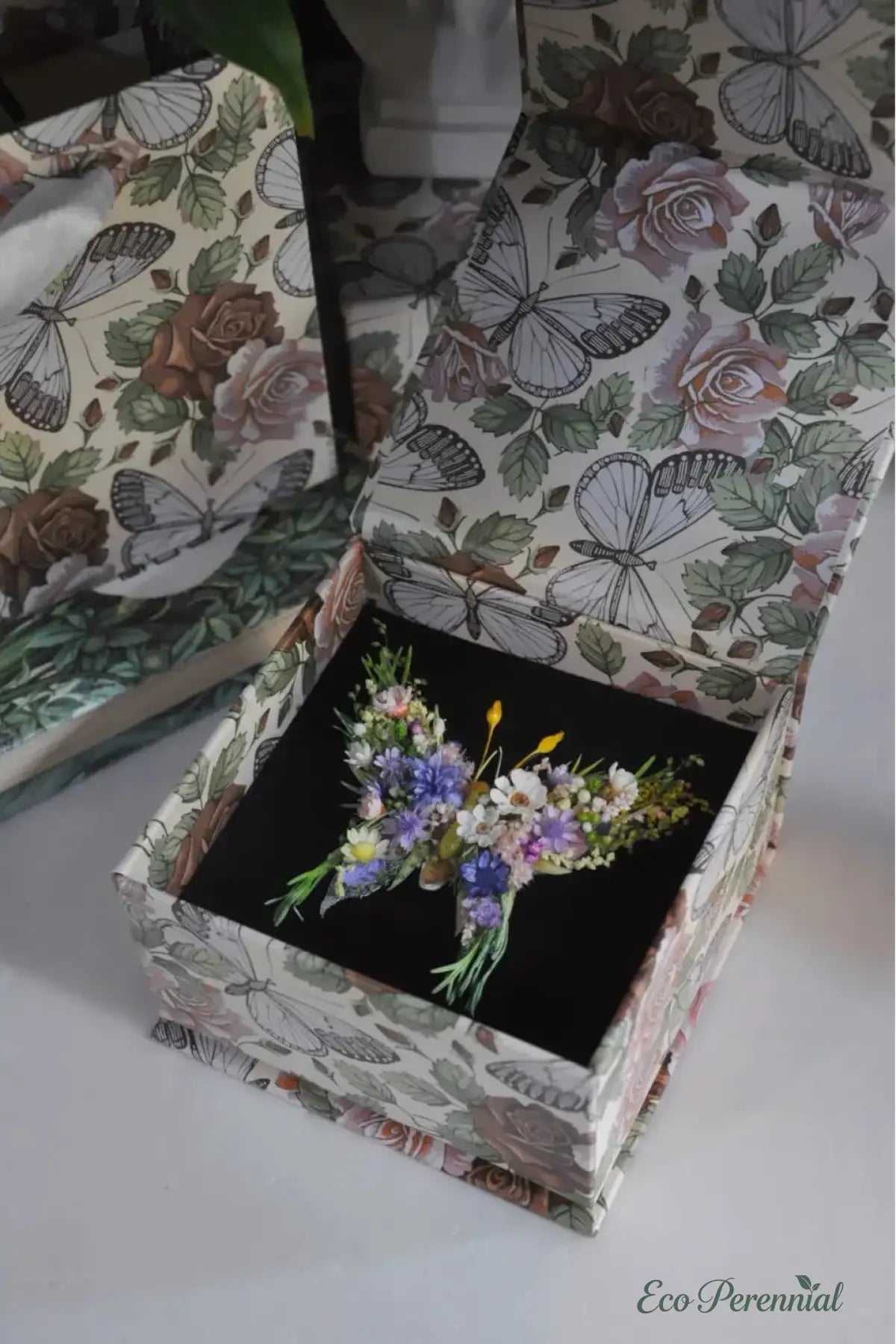 Sky Blue Bouquet Preserved Flower Ring – Handcrafted Eternal Floral Jewelry | Realistic Faux Silk Flowers for Home Decor - Eco Perennial