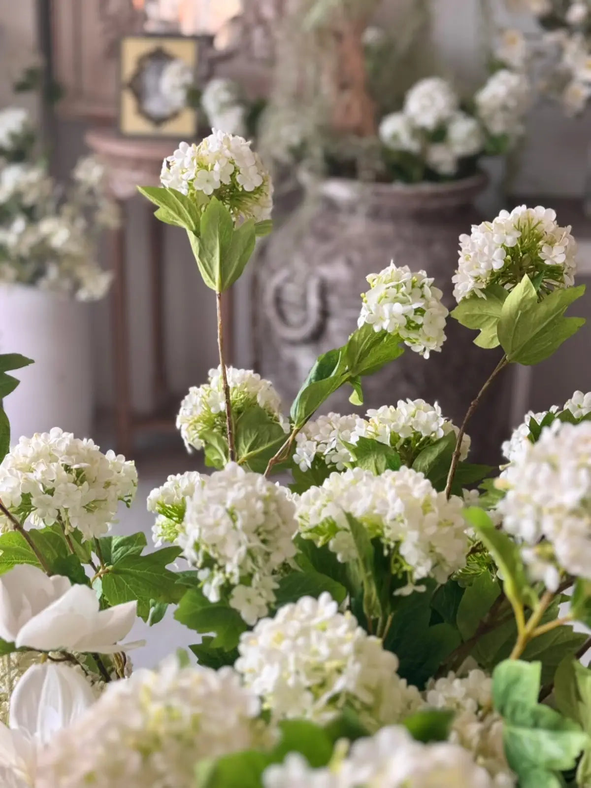 "Spring Whispers" | French Silk Snowball Viburnum | Realistic Faux Silk Flowers for Home Decor - Eco Perennial