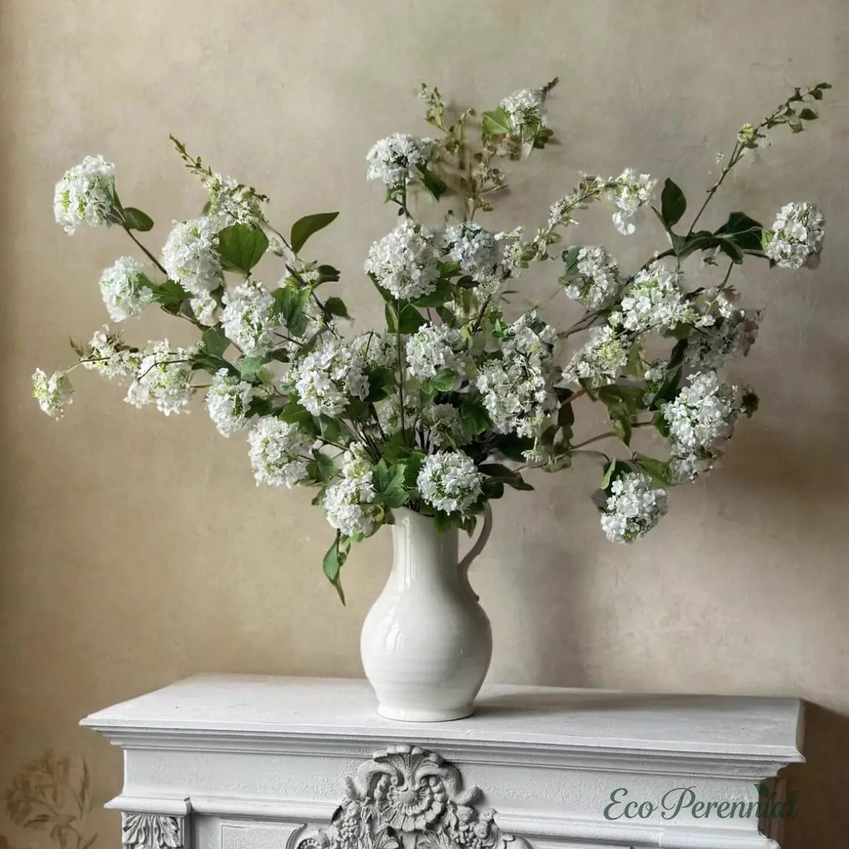"Spring Whispers" | French Silk Snowball Viburnum | Realistic Faux Silk Flowers for Home Decor - Eco Perennial