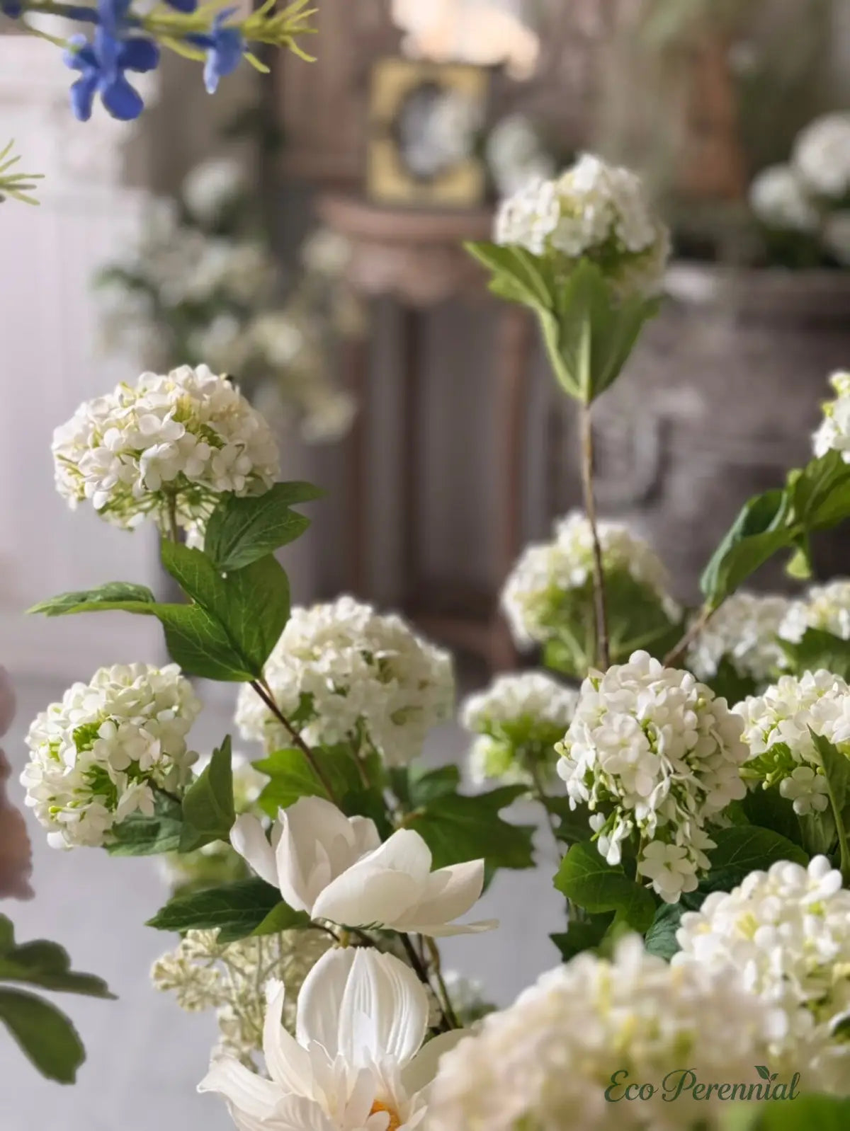 "Spring Whispers" | French Silk Snowball Viburnum | Realistic Faux Silk Flowers for Home Decor - Eco Perennial