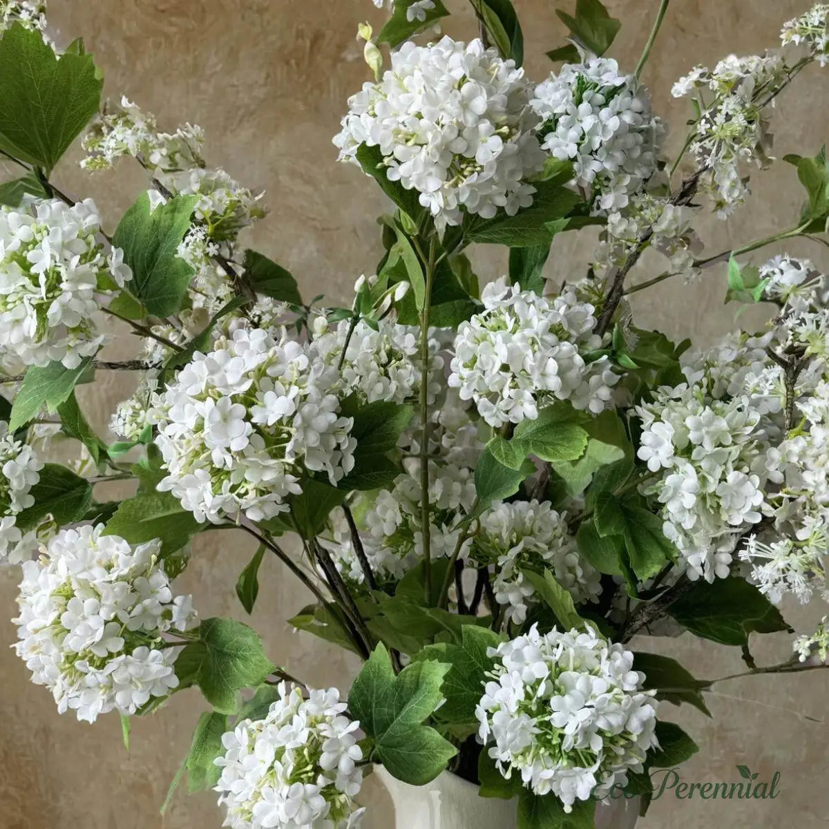 "Spring Whispers" | French Silk Snowball Viburnum | Realistic Faux Silk Flowers for Home Decor - Eco Perennial