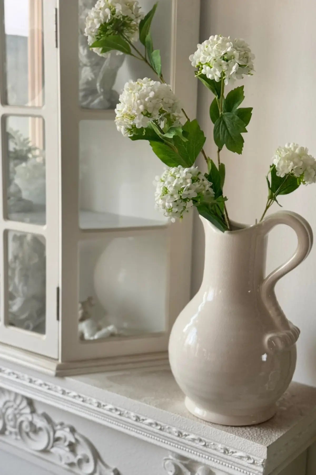 "Spring Whispers" | French Silk Snowball Viburnum Single Branch (1 Stem) | Realistic Faux Silk Flowers for Home Decor - Eco Perennial