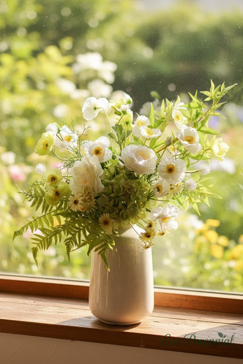 "Sun-Drenched Meadow" Artisan Bouquet | Yellow & Cream Wildflower Arrangement | Artificial Floral Arrangement | Eco Perennial
