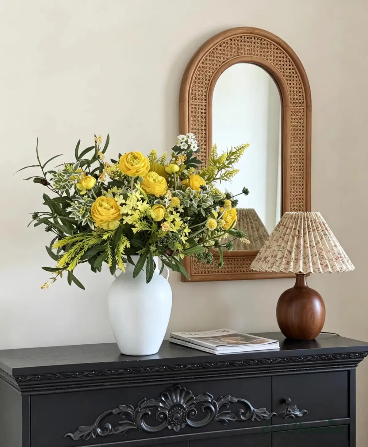 Sunny French Meadow | Hand-Tied Yellow Silk Bouquet | Realistic Faux Silk Flowers for Home Decor - Eco Perennial