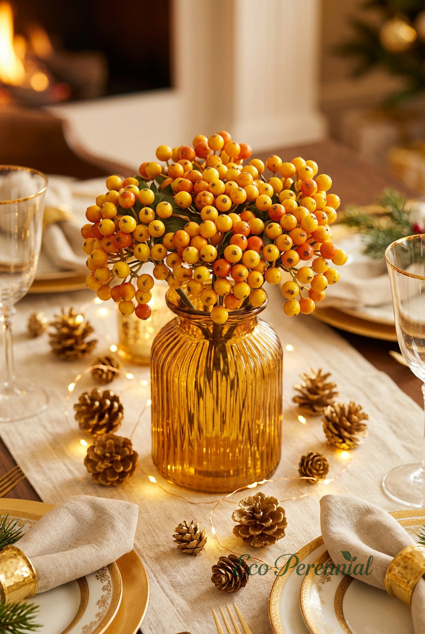 11.4" Petite Faux Berry Stems | 10 Colors | Artificial Greenery | Eco Perennial