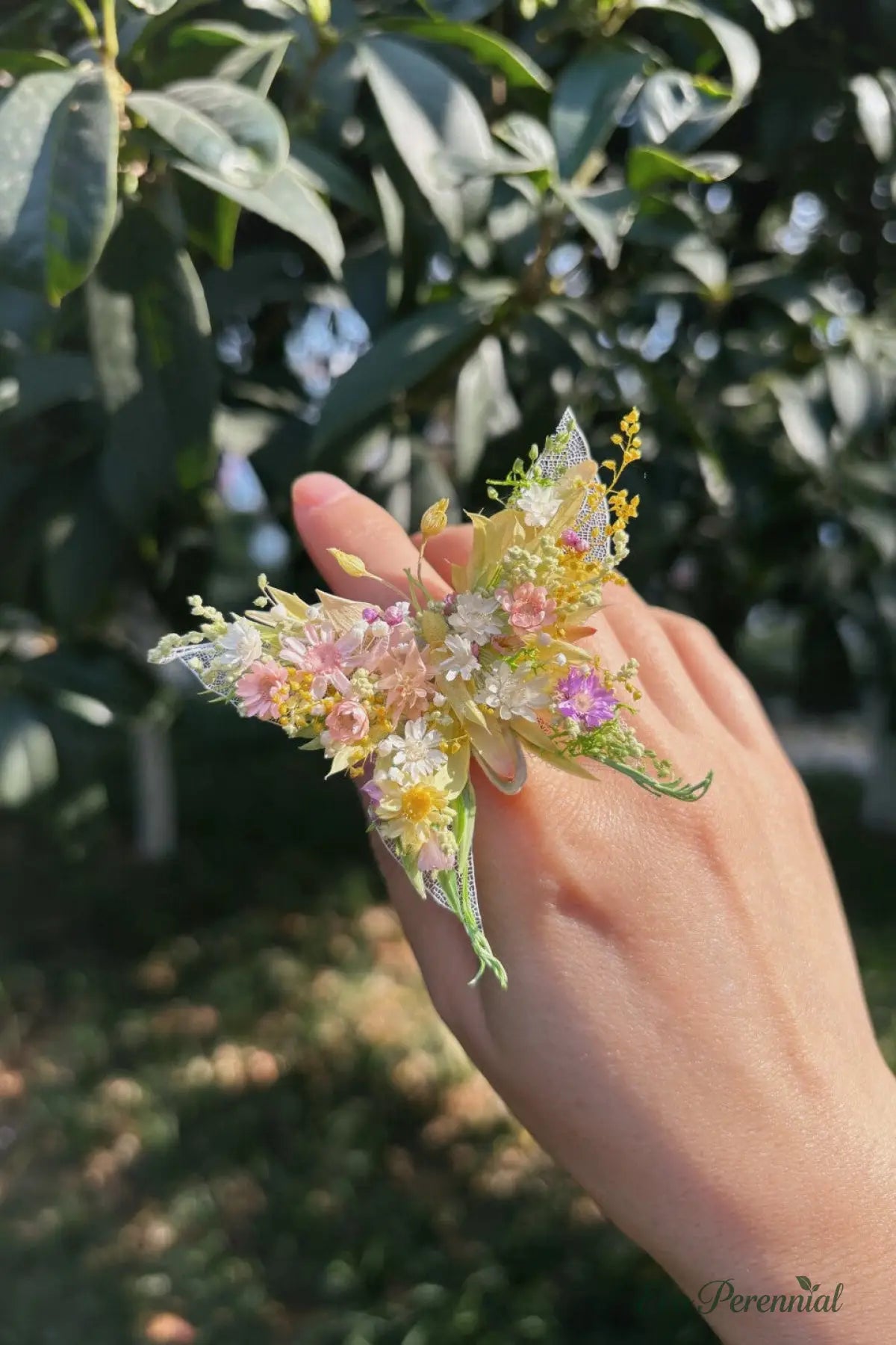 Sunshine Garden Preserved Flower Ring – Handcrafted Eternal Floral Jewelry | Realistic Faux Silk Flowers for Home Decor - Eco Perennial