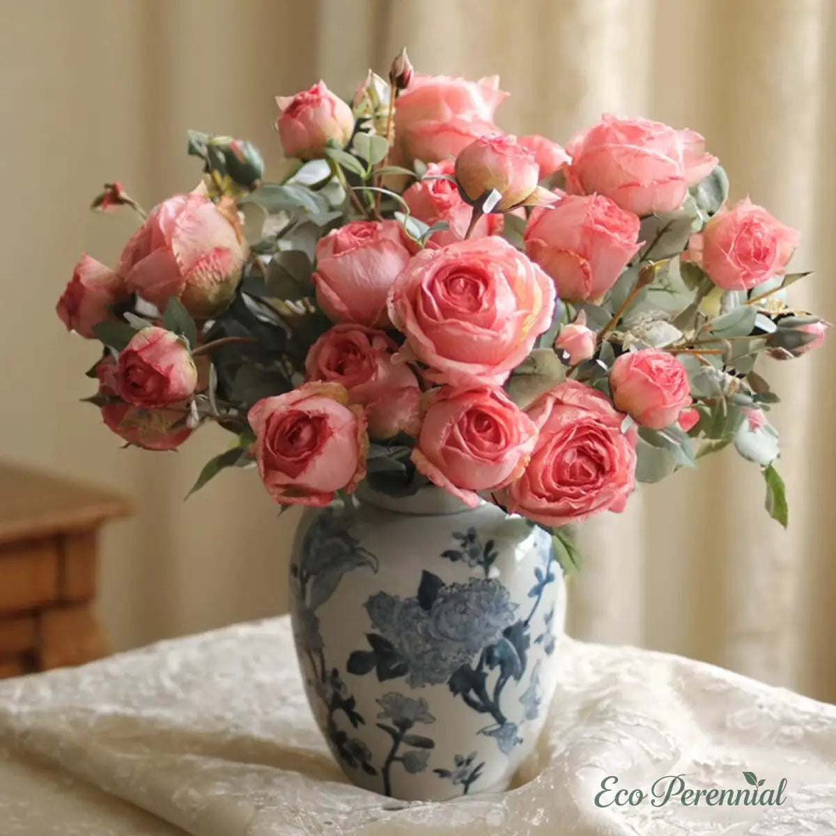 "The Eternal Muse" | Signature Handcrafted Silk Rose Collection | Realistic Faux Silk Flowers for Home Decor - Eco Perennial