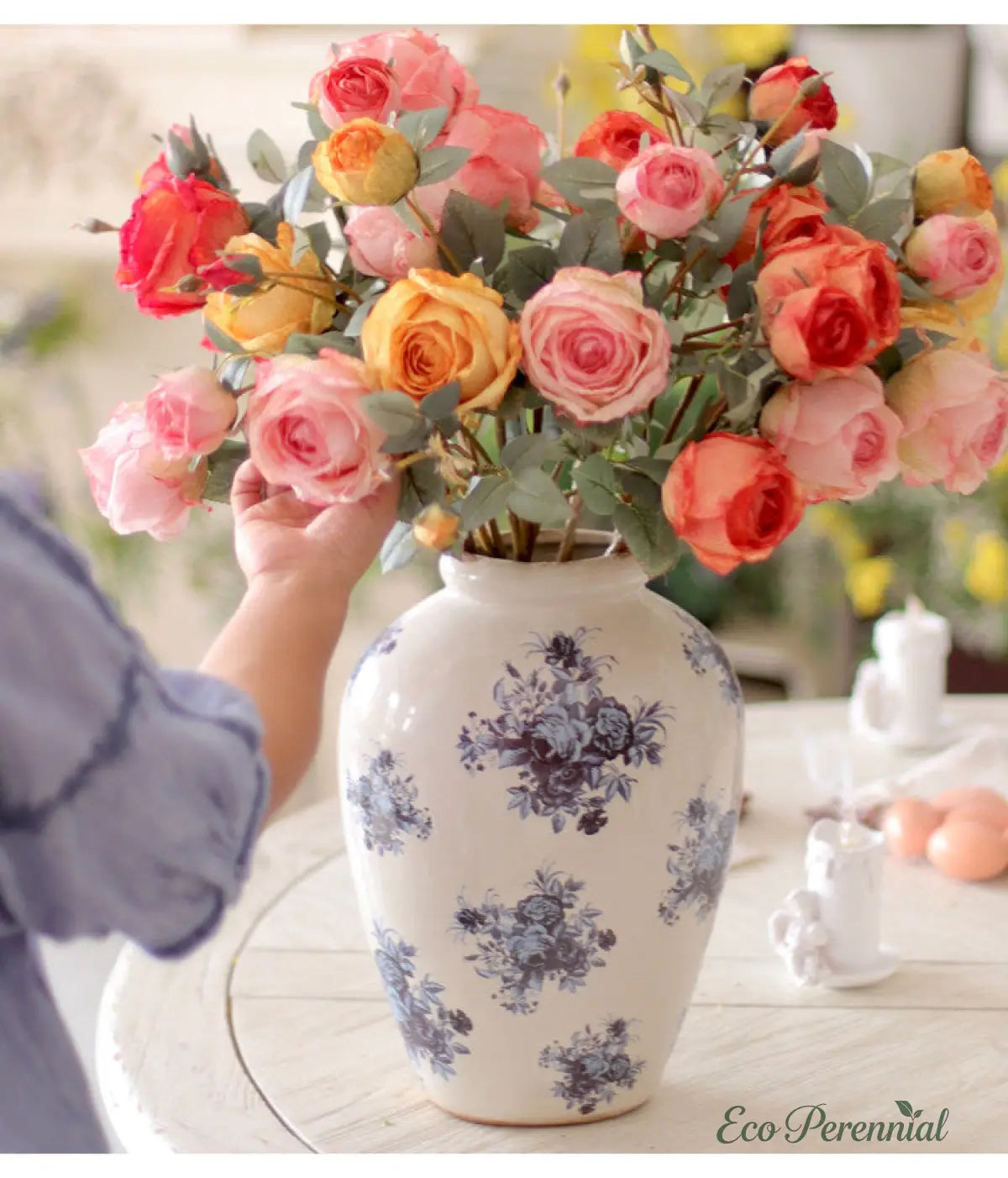 "The Eternal Muse" | Signature Handcrafted Silk Rose Collection | Realistic Faux Silk Flowers for Home Decor - Eco Perennial