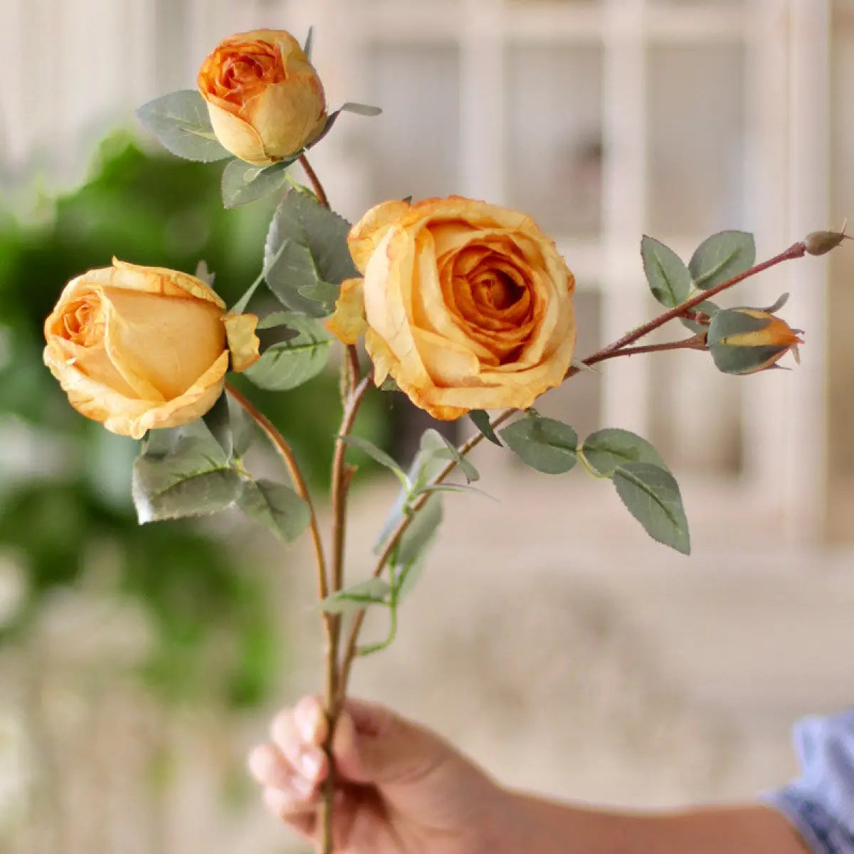 "The Eternal Muse" | Signature Handcrafted Silk Rose Collection Diana - Elegant Porcelain Rose | Realistic Faux Silk Flowers for Home Decor - Eco Perennial