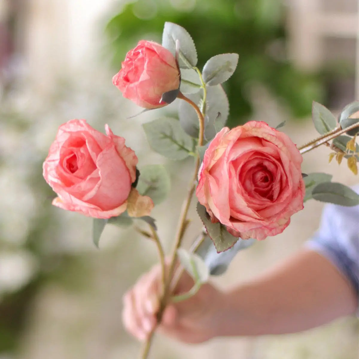 "The Eternal Muse" | Signature Handcrafted Silk Rose Collection Lydia - Romantic Spray Rose | Realistic Faux Silk Flowers for Home Decor - Eco Perennial