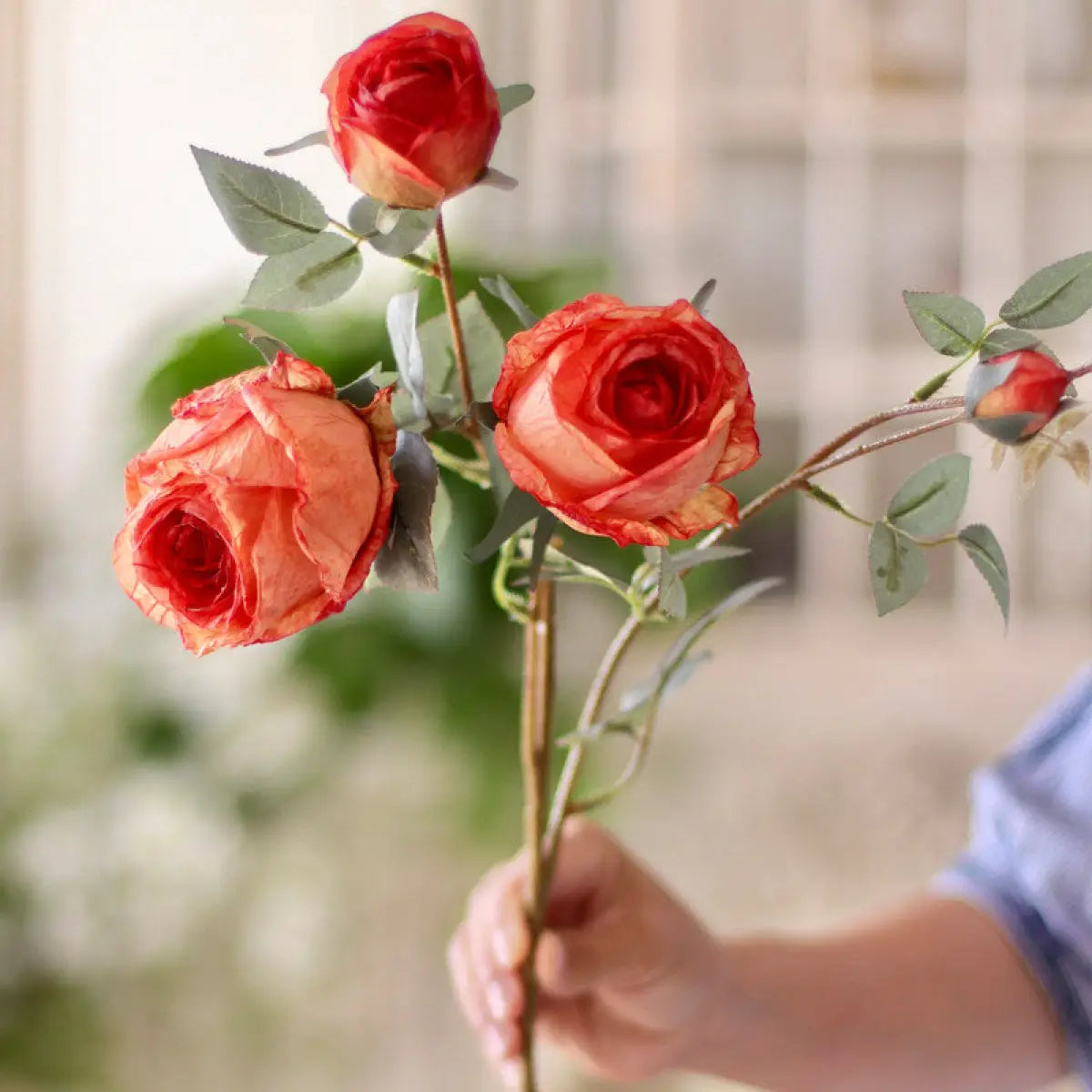 "The Eternal Muse" | Signature Handcrafted Silk Rose Collection Sandy - Golden Sunset Rose | Realistic Faux Silk Flowers for Home Decor - Eco Perennial