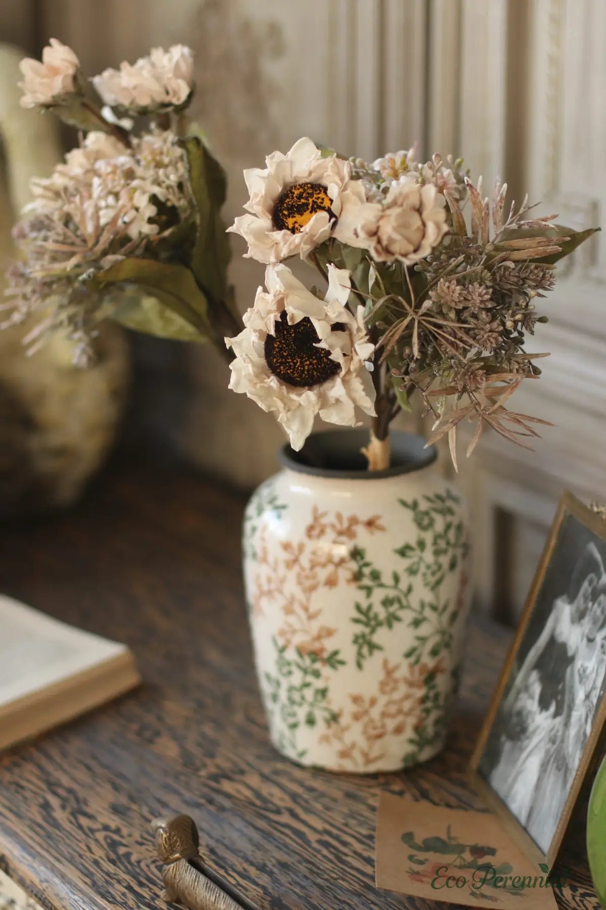 "Harvest Wild" Faux Dried Sunflower Bouquet – Autumn Harvest Home Decor Faux Flowers – Eco Perennial