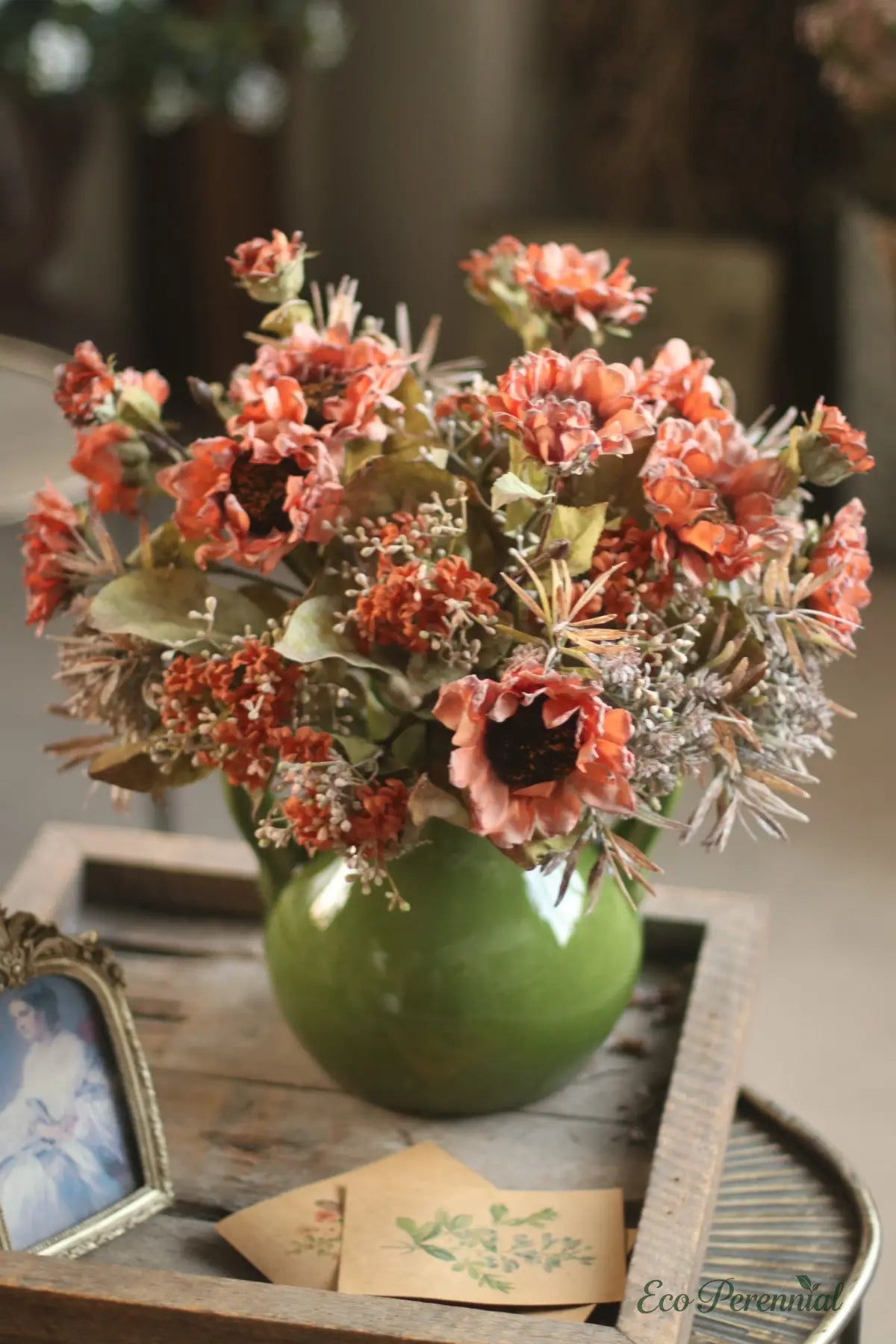 "Harvest Wild" Faux Dried Sunflower Bouquet – Close-Up Petal Detail Artificial Sunflower – Eco Perennial