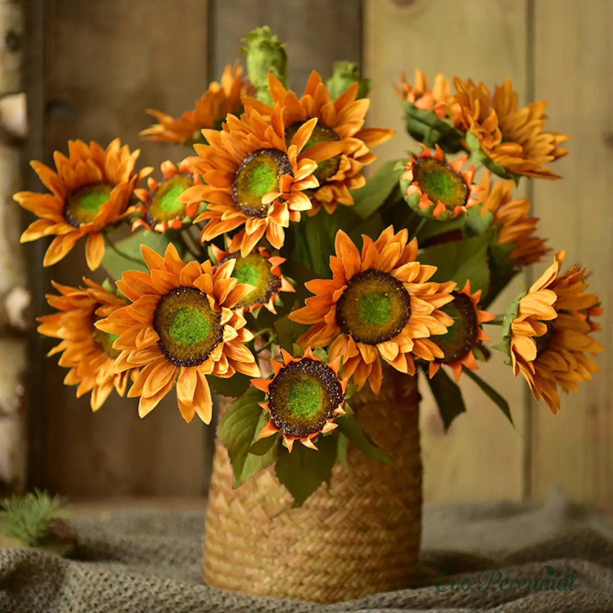 "The Golden Hour" | Real Touch Artisan Sunflower Stem | Realistic Faux Silk Flowers for Home Decor - Eco Perennial