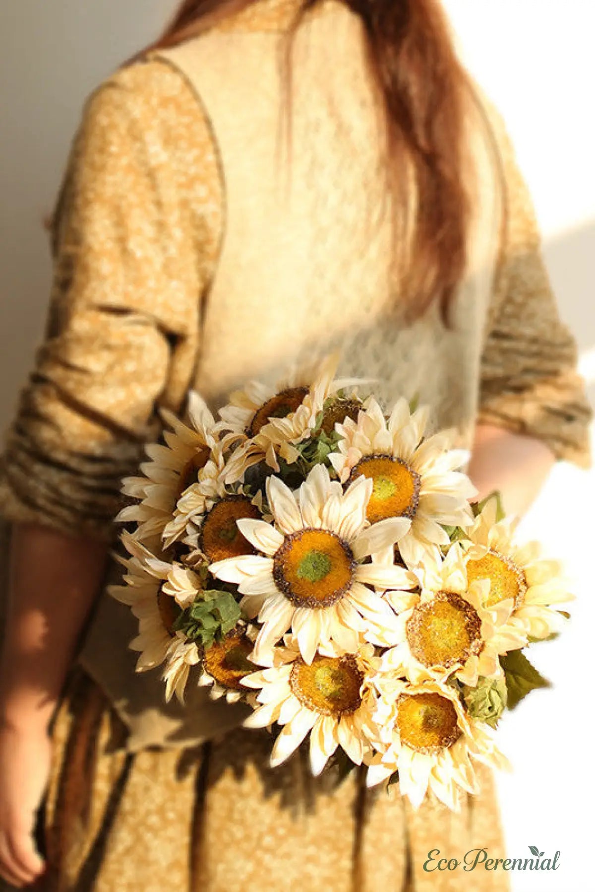 "The Golden Hour" | Real Touch Artisan Sunflower Stem | Realistic Faux Silk Flowers for Home Decor - Eco Perennial