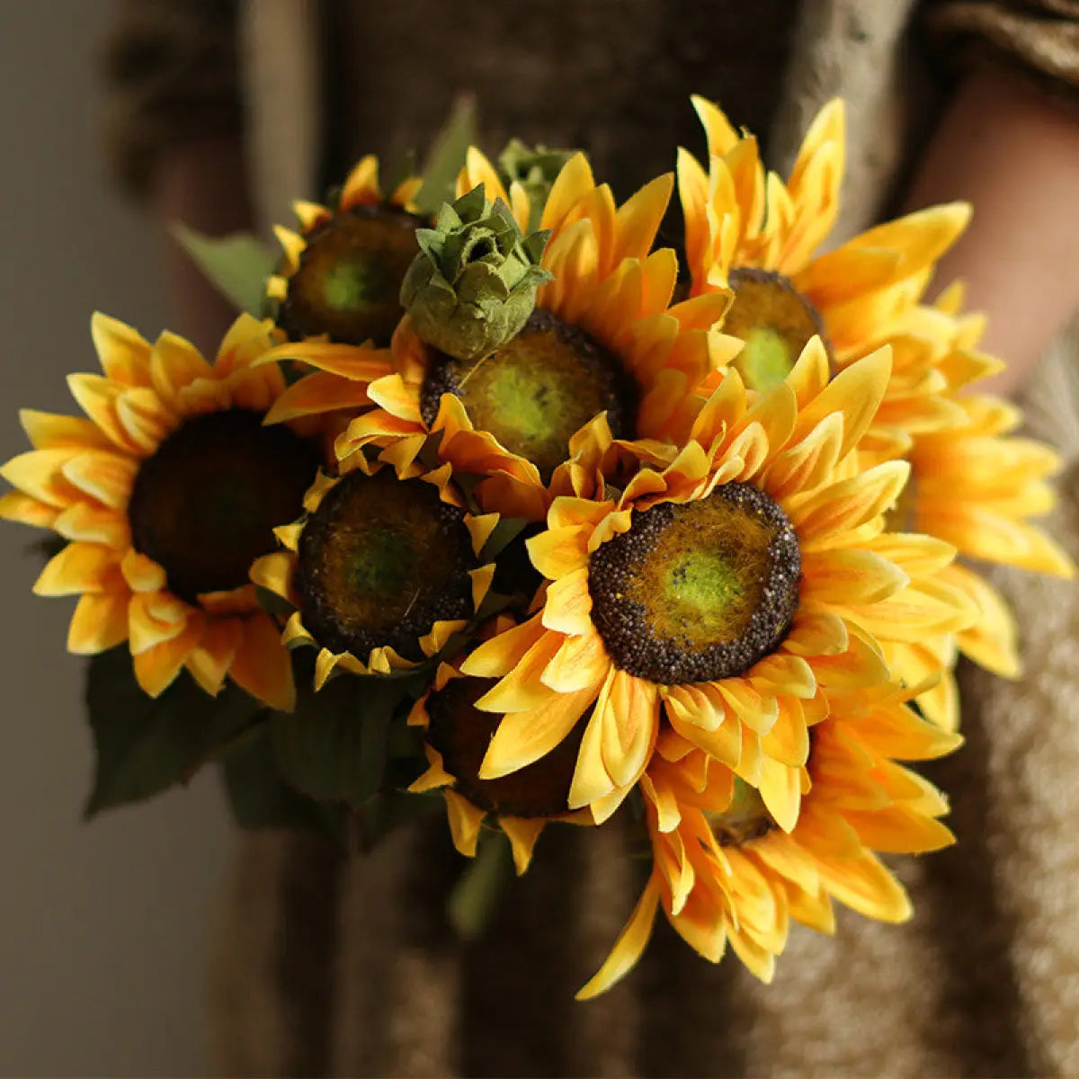 "The Golden Hour" | Real Touch Artisan Sunflower Stem Single Branch (1 Stem) Yellow | Realistic Faux Silk Flowers for Home Decor - Eco Perennial