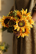 "The Golden Hour" | Real Touch Artisan Sunflower Stem Yellow Single Branch (1 Stem) | Realistic Faux Silk Flowers for Home Decor - Eco Perennial