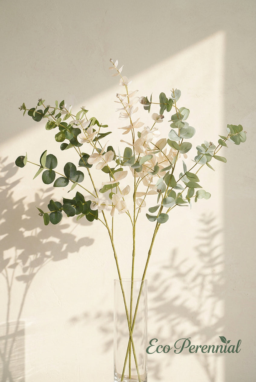 37.4" Tall Faux Eucalyptus Branches | 3 Colors | Artificial Greenery | Eco Perennial