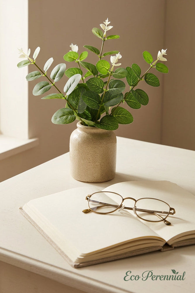 11.8" Petite Faux Eucalyptus Stems | Realistic Artificial Greenery Branches | Artificial Greenery | Eco Perennial