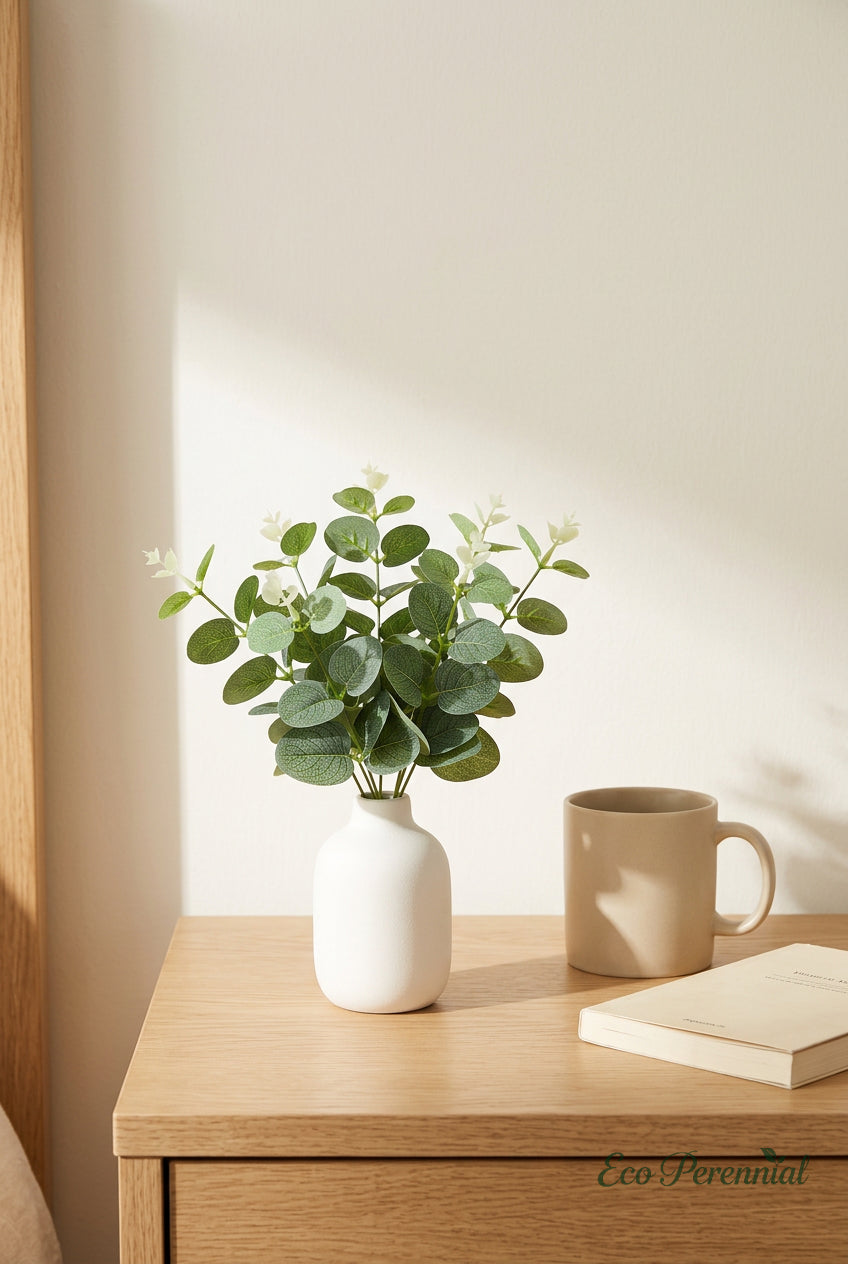 11.8" Petite Faux Eucalyptus Stems | Realistic Artificial Greenery Branches | Artificial Greenery | Eco Perennial