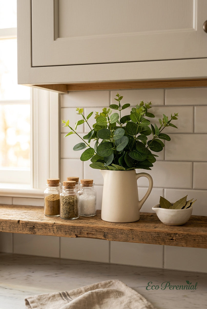 11.8" Petite Faux Eucalyptus Stems | Realistic Artificial Greenery Branches | Artificial Greenery | Eco Perennial